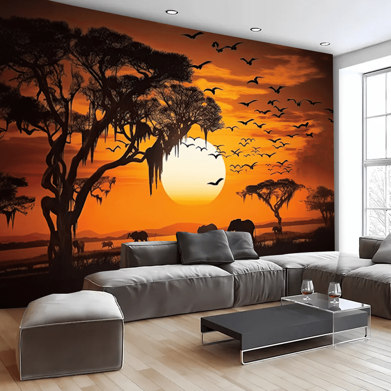 Aesthetic Tapestry - Serengeti Sunset Safari Tapestry African Savannah