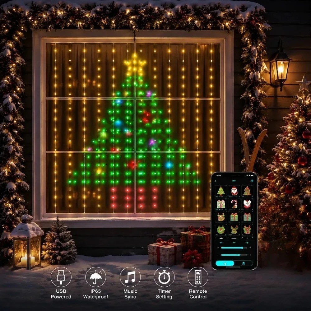String Curtain Light - LED Pixel Curtain Lights Bluetooth APP