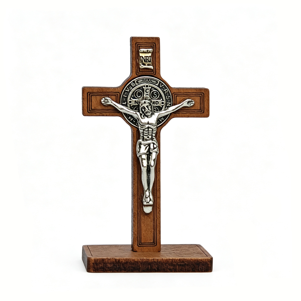 Home Decor Mod - St Benedict Standing Crucifix Wooden Cross