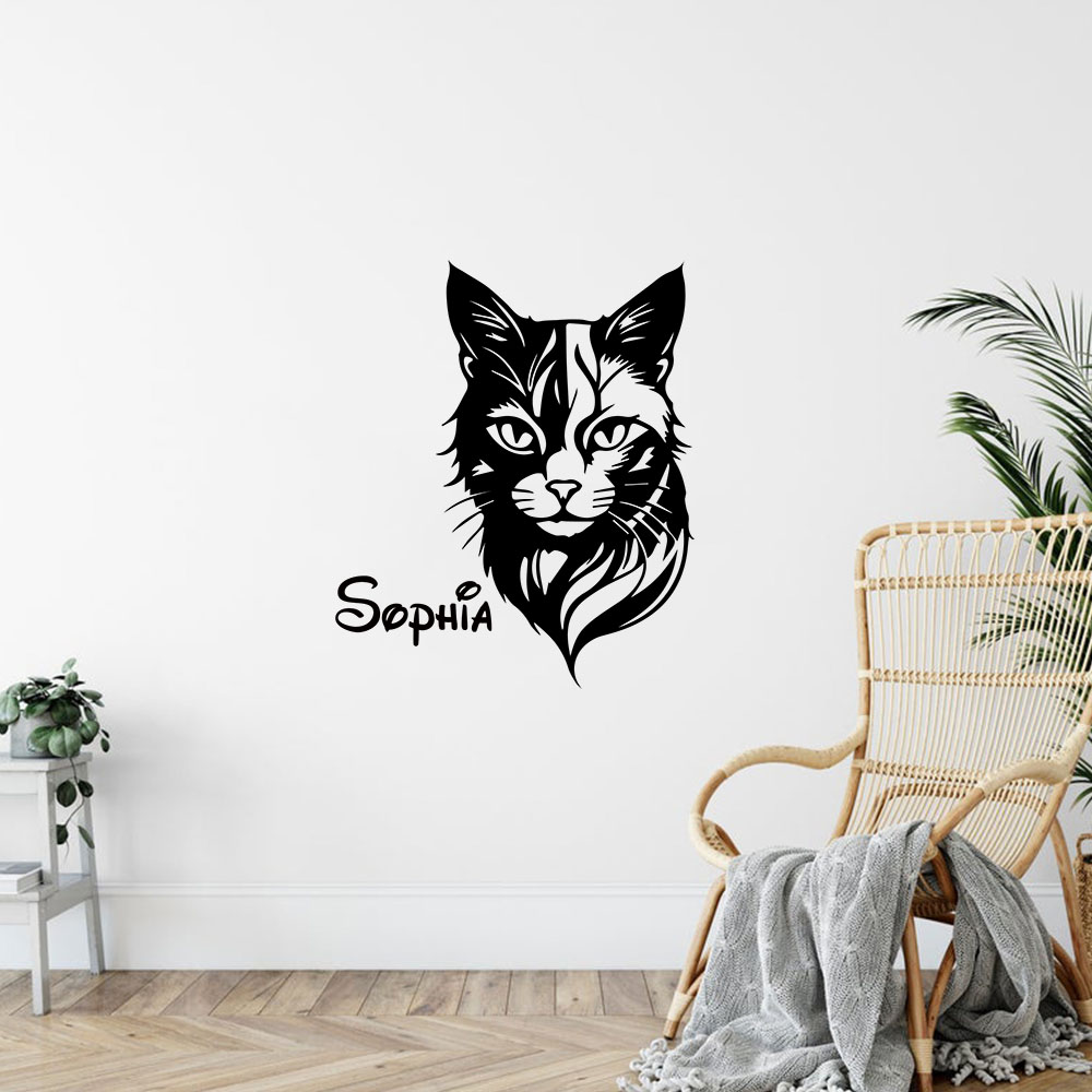 Home Decor Cat - 1PC Cute Cat Personalized Name Wall