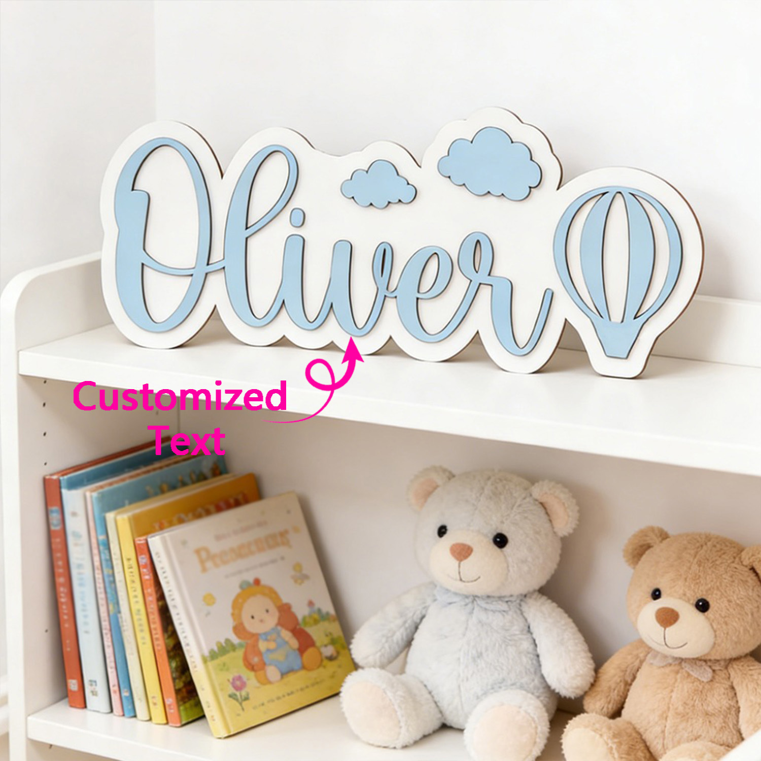 Home Christmas Decor - Personalized Hot Air Balloon & Cloud