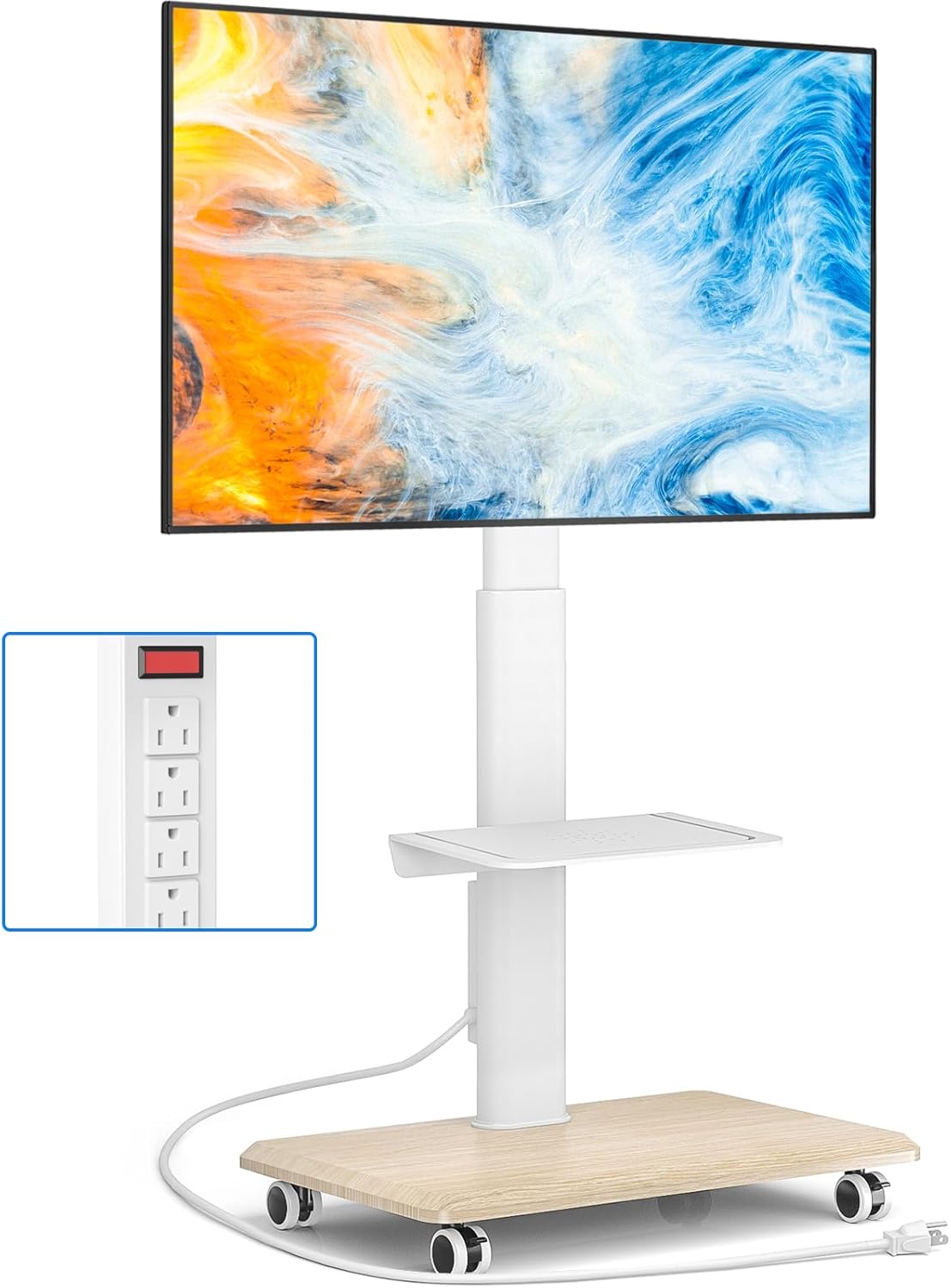 Home Decor Outlet - Sleek Rolling TV Stand with Power