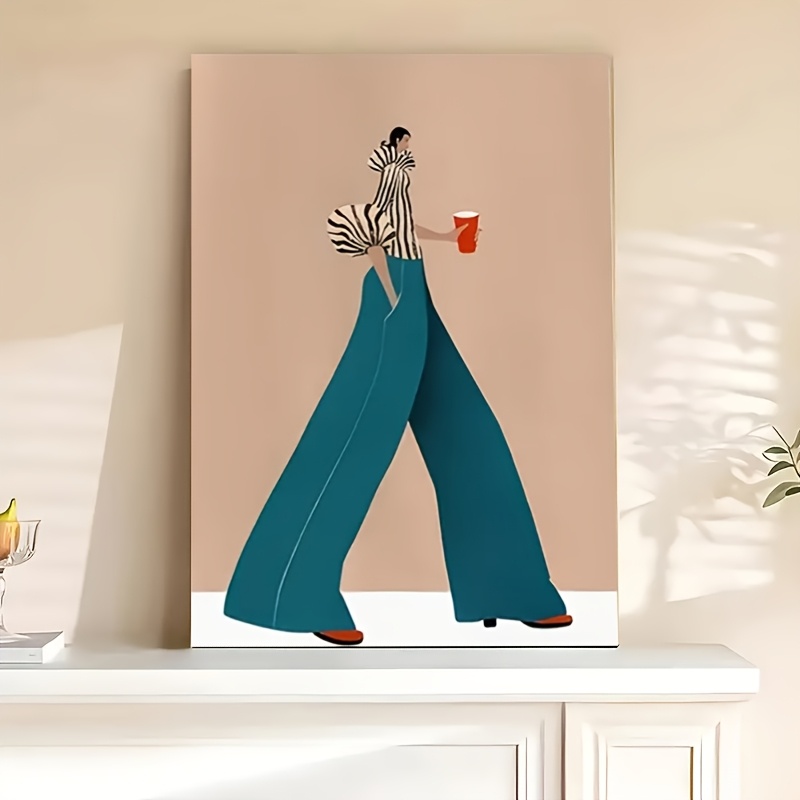 Home Decor Niche - Fashionable Blue Pants Woman Poster Prints
