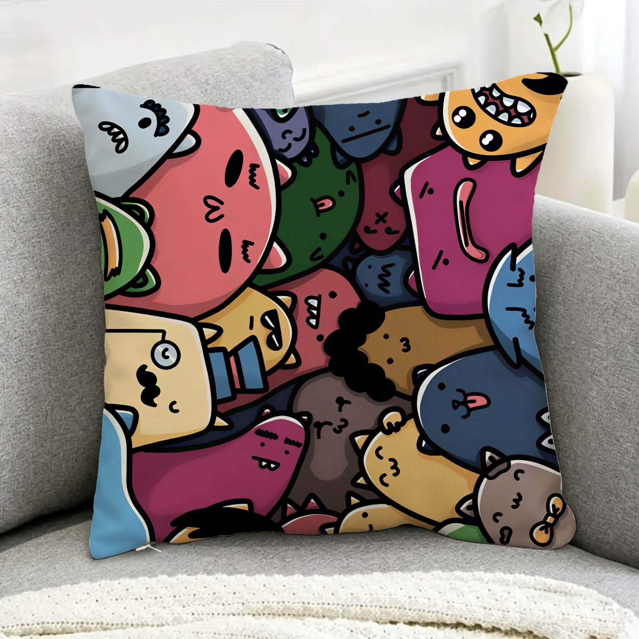 Colorful Cartoon Faces Pillowc - Home Decor Emoji recension och pris