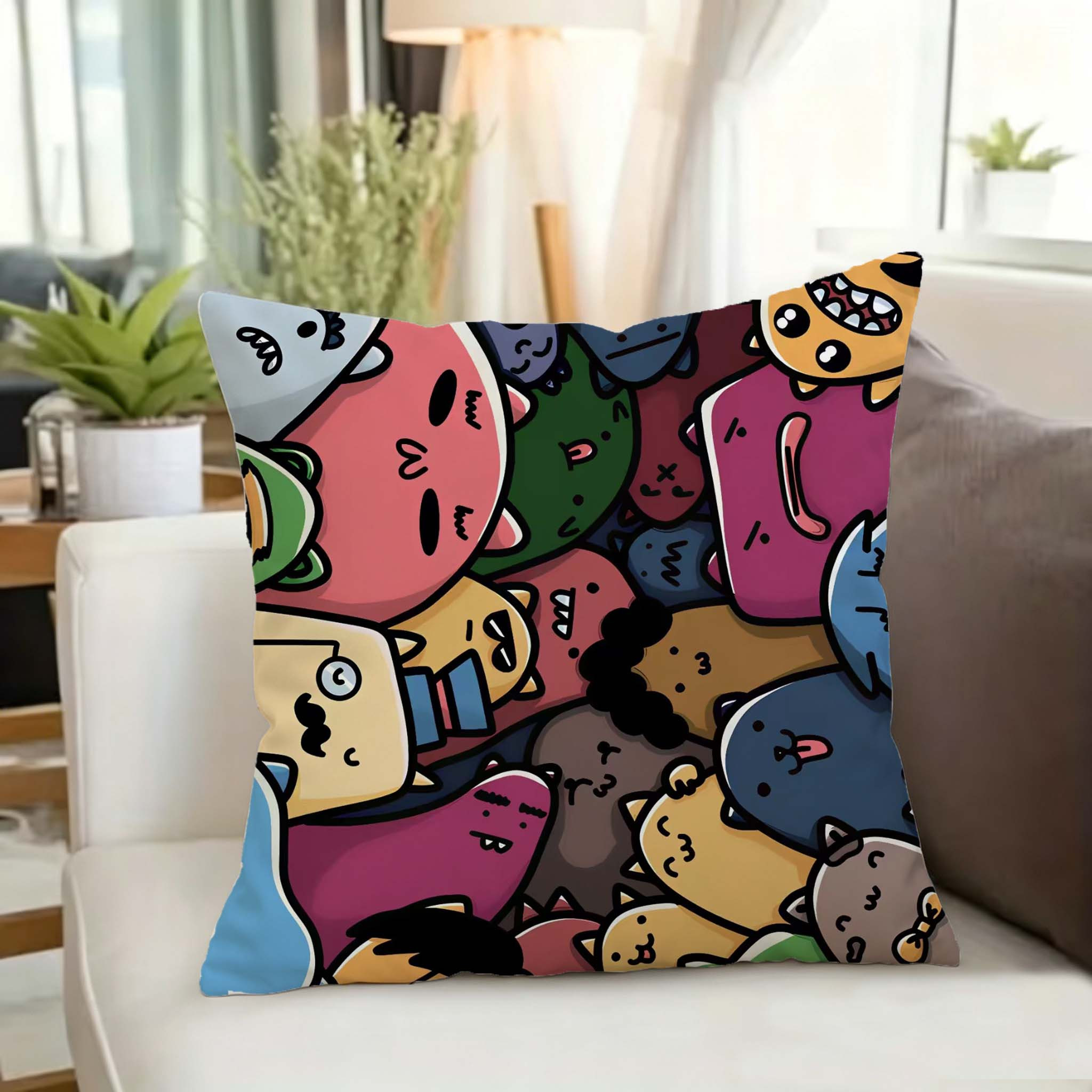 Colorful Cartoon Faces Pillowc - Home Decor Emoji recension och pris