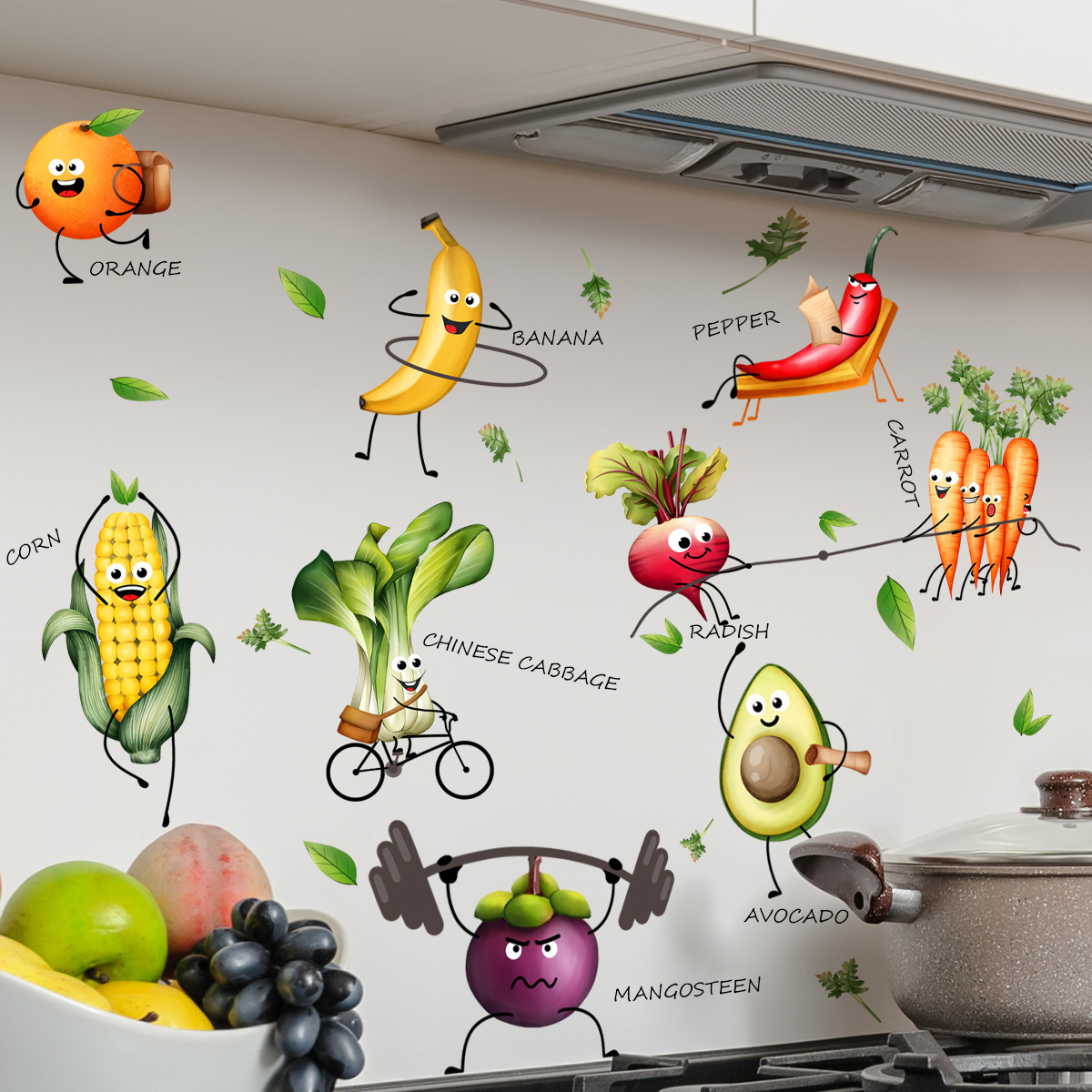 Cartoon Emoji Fruit Wall Stick - Home Decor Emoji recension och pris
