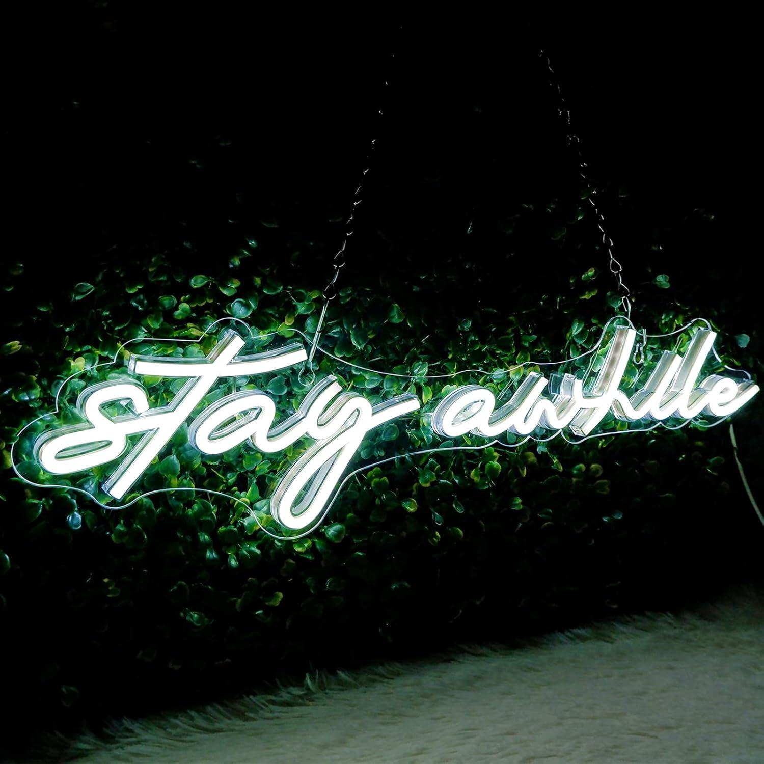 Stay Awhile Neon Signs USB Dim - Home Decor Gift recension och pris