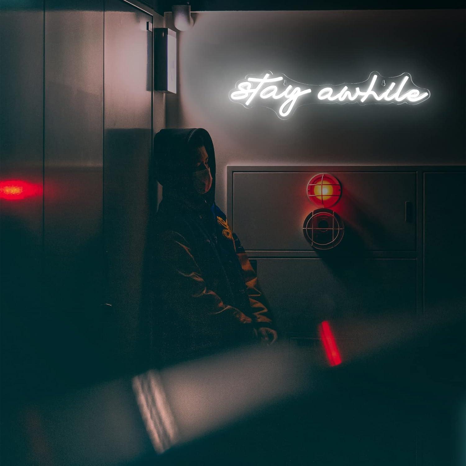 Stay Awhile Neon Signs USB Dim - Home Decor Gift recension och pris
