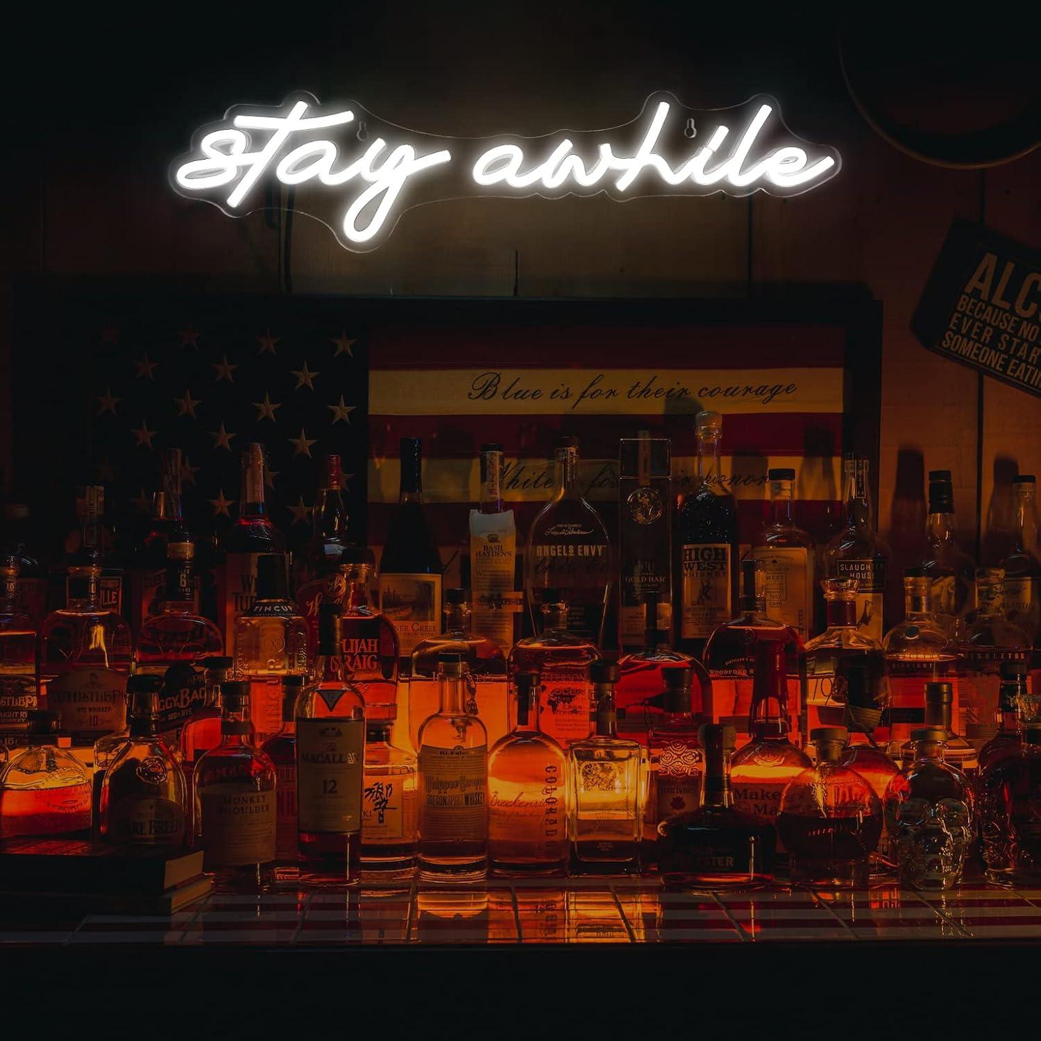 Stay Awhile Neon Signs USB Dim - Home Decor Gift recension och pris