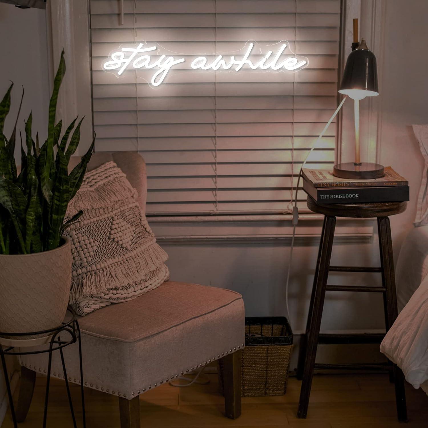 Stay Awhile Neon Signs USB Dim - Home Decor Gift recension och pris