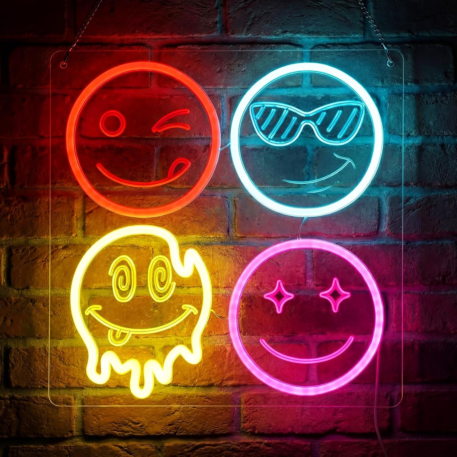 Cute Smiley Face LED Neon Sign - Home Decor Emoji recension och pris