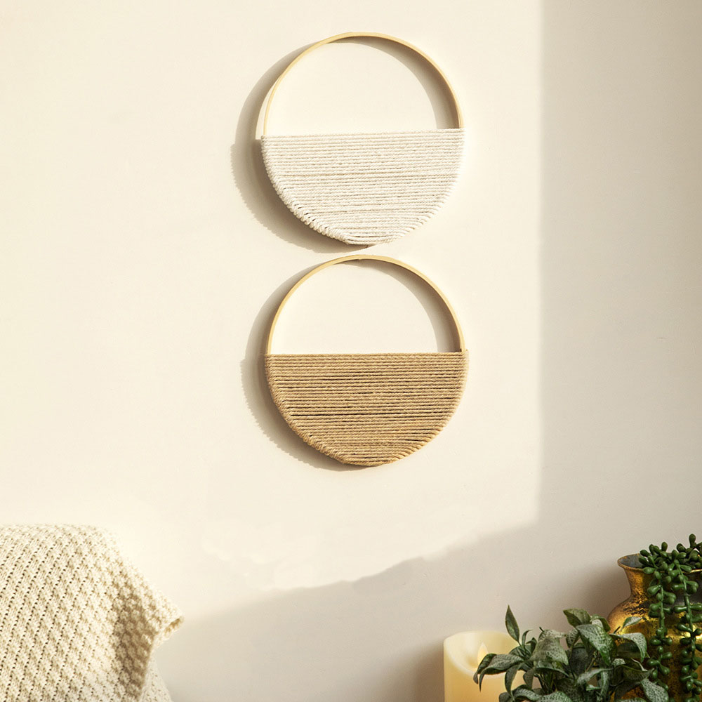 2pcs Bamboo Circle Wall Hangin - Aesthetic Tapestry recension och pris
