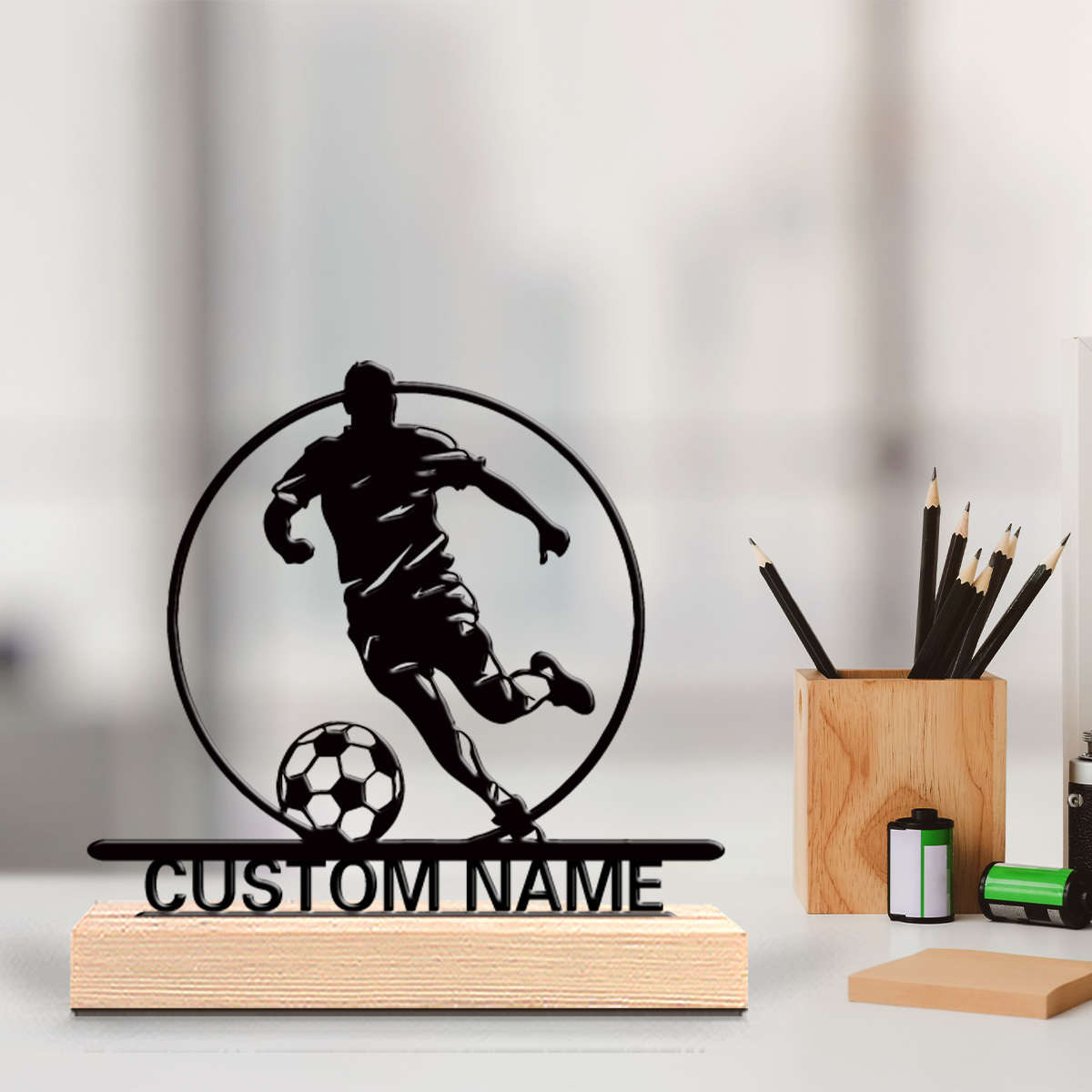 Custom Soccer Player Metal Sta - Home Decor Zone recension och pris