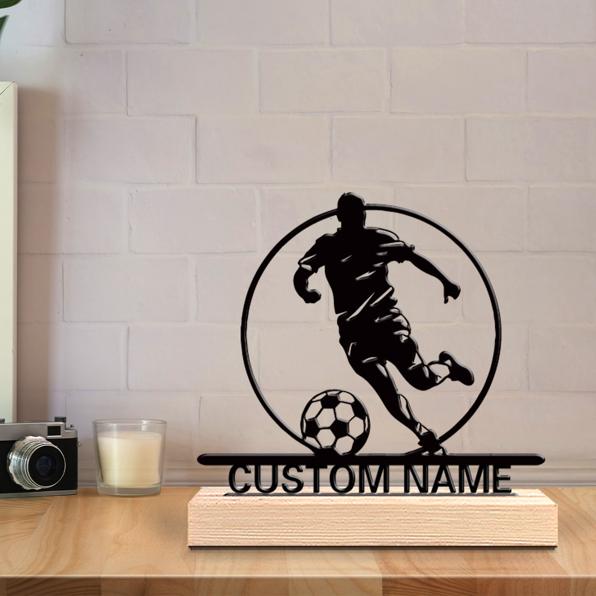 Custom Soccer Player Metal Sta - Home Decor Zone recension och pris