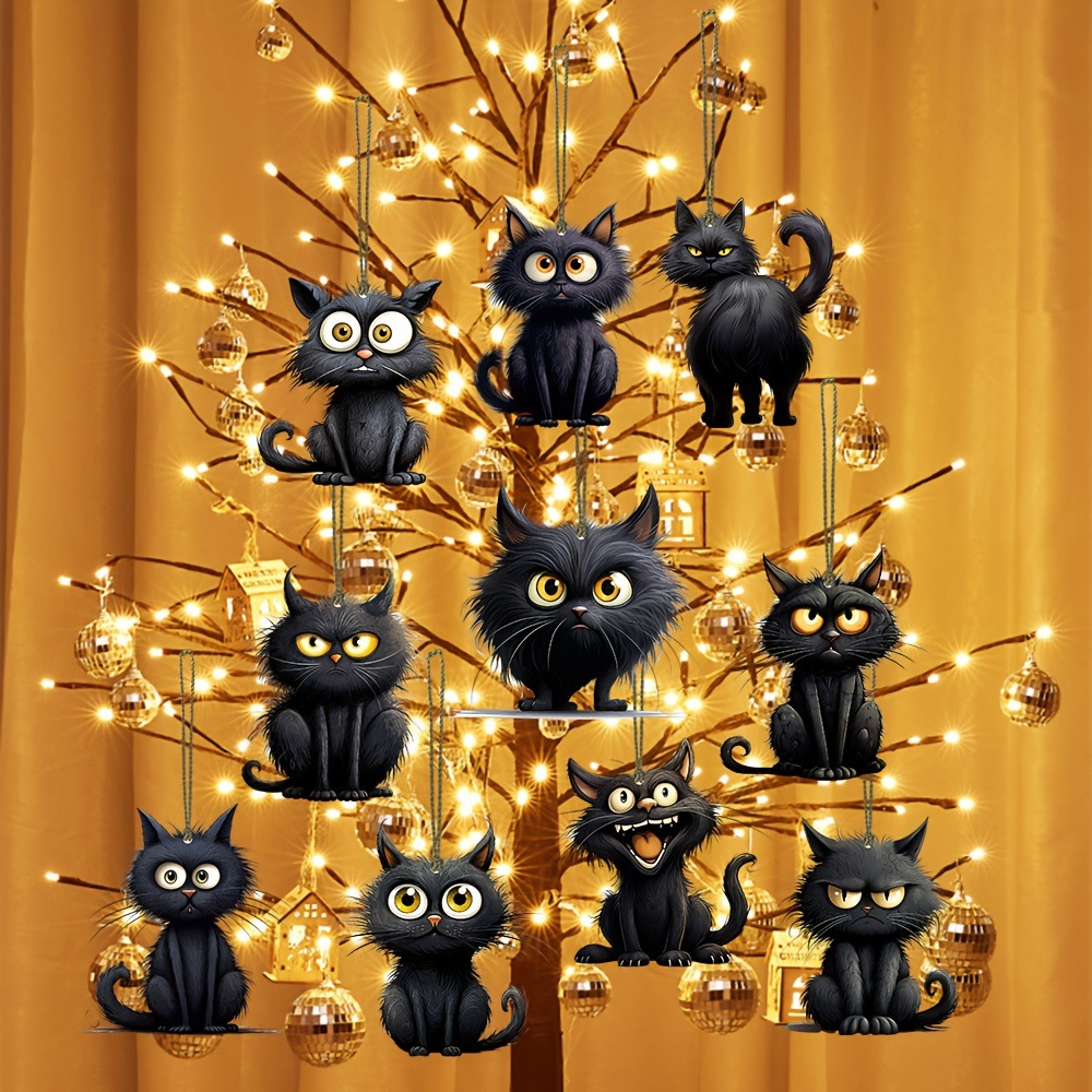 Handmade Black Cat Emoji Woode - Home Decor Emoji recension och pris