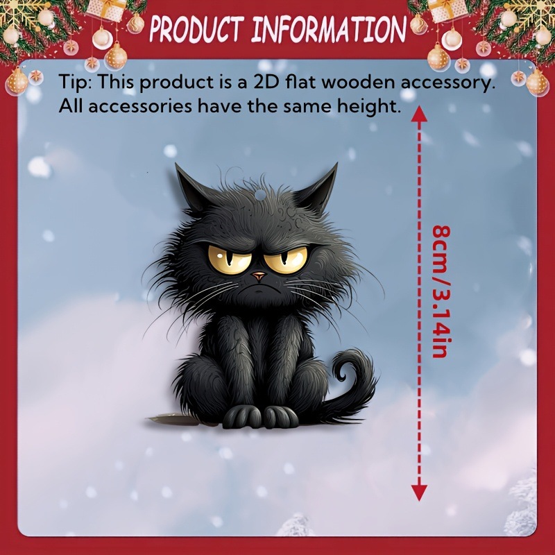 Handmade Black Cat Emoji Woode - Home Decor Emoji recension och pris