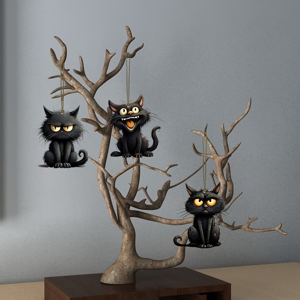 Handmade Black Cat Emoji Woode - Home Decor Emoji recension och pris