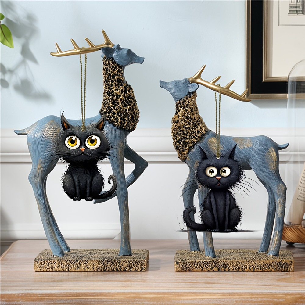 Handmade Black Cat Emoji Woode - Home Decor Emoji recension och pris