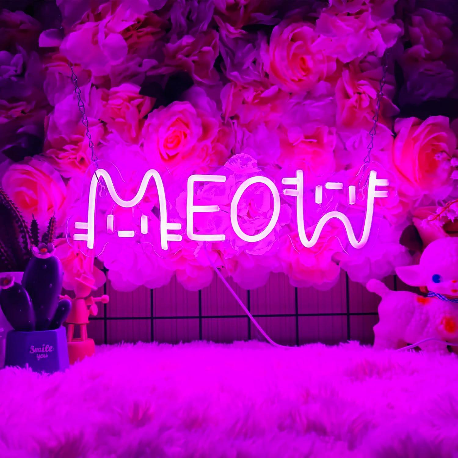Meow Neon Sign Cat USB Powered - Home Decor Cat recension och pris