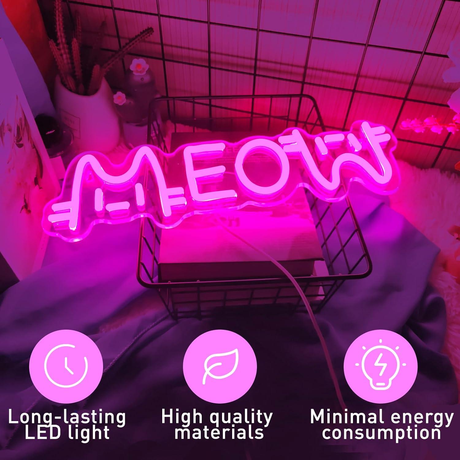 Meow Neon Sign Cat USB Powered - Home Decor Cat recension och pris