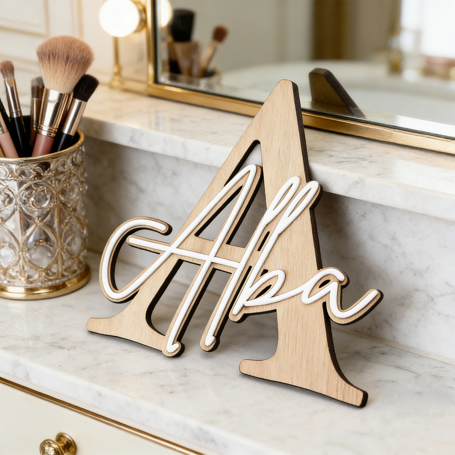 1pc Double-layer Wooden Name D - Home Decor Zone recension och pris
