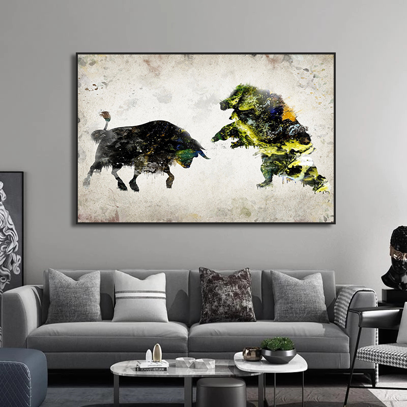Bull and Bear Play Chess Wall  - Home Decor Exchange recension och pris