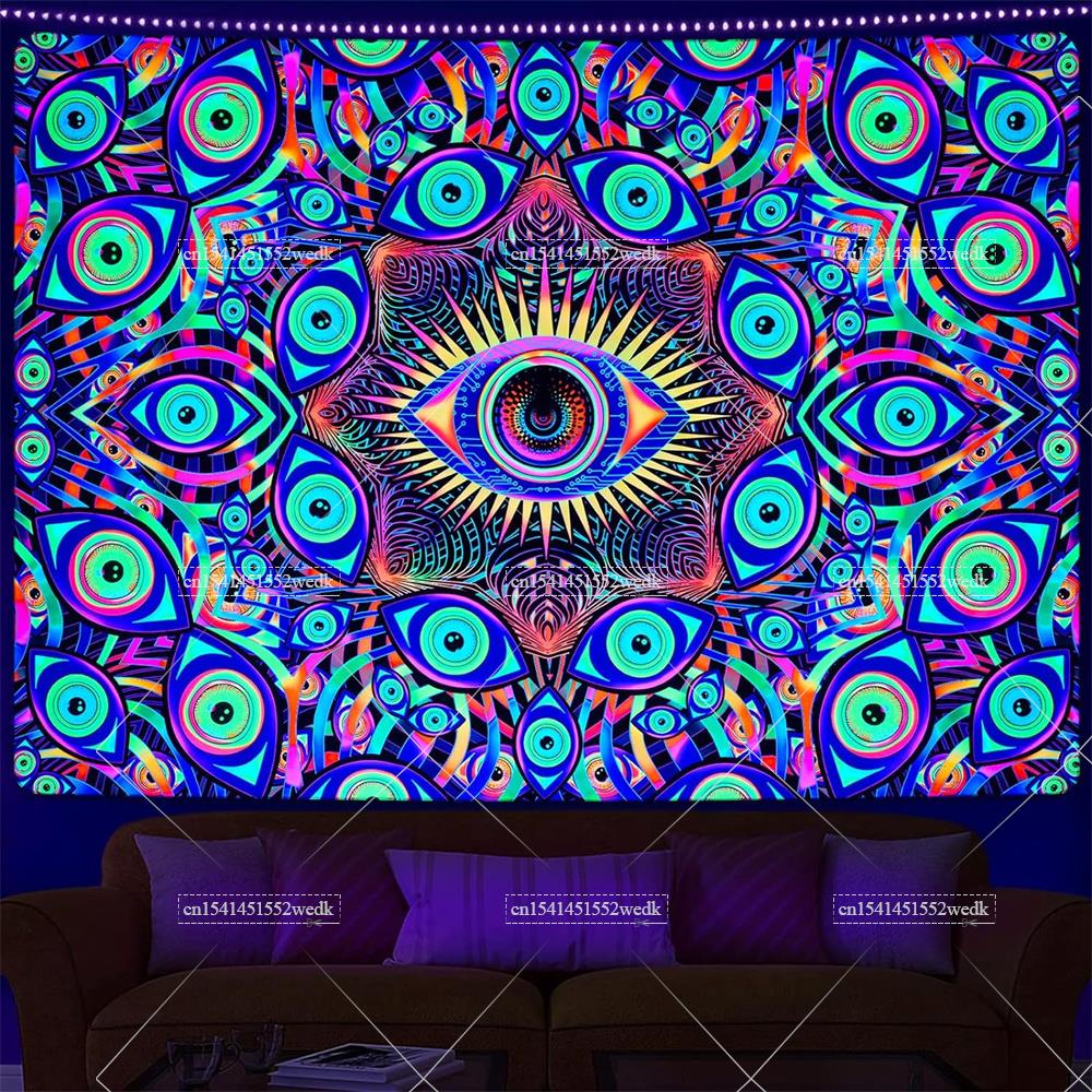 Blacklight Eyes Tapestry Boho  - Aesthetic Tapestry recension och pris